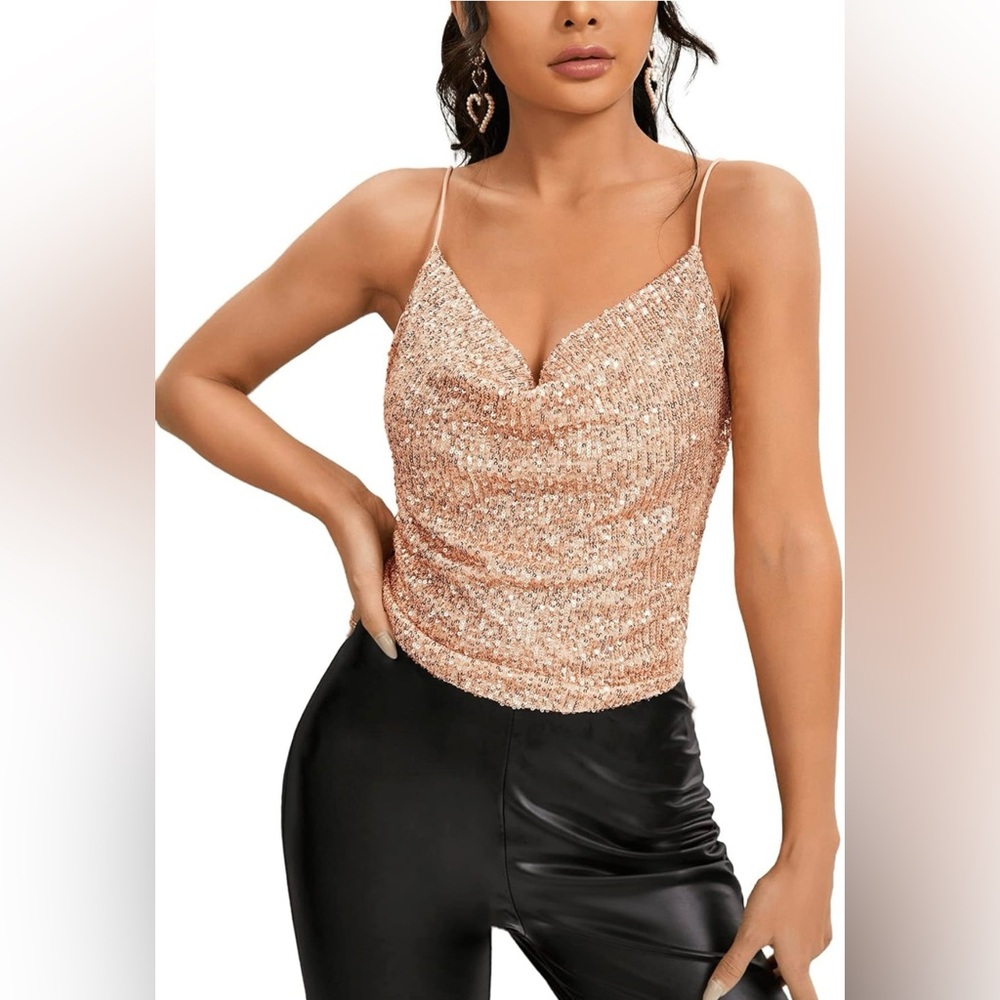 Elegant blouse with shiny sequins, size L - Picture 4 of 11